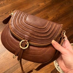 Warm Brown Leather crossbody purse